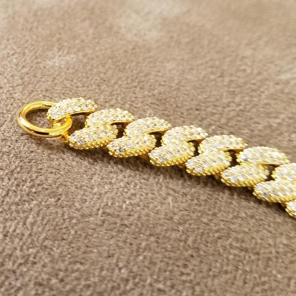 Michael Kors Linked Statement Bracelet Gold Tone Sterling Silver Pave CZ NWT - Picture 6 of 16